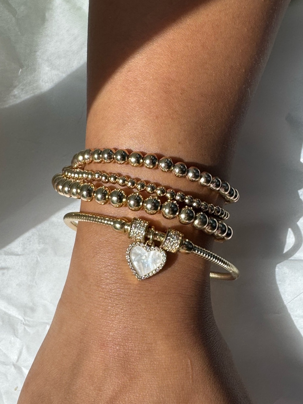 House of Harlow & Piper K Gold Layering Bracelet Stack Set 4pc